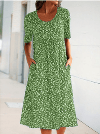 XANDRA - MIDI-KLEID MIT KURZEN ÄRMELN – Grün