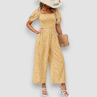 Zala | Blumendruck Weite Beine Jumpsuit – Gelb