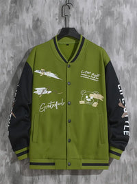 Coli | Collegejacke mit Hipster-Buchstabenmuster – Oliv