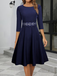 Damen Elegantes Abend Kleid | Midi – Tiefblau