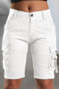 Heidi-Mode | Stilvolle Mid-Cargo-Shorts – Weiß