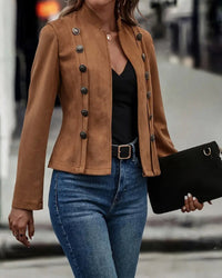 Aenne™ - Stilvolle zweireihige einfarbige Jacke – Braun