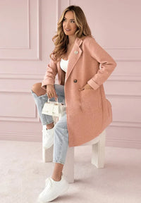 Olysera - Strukturierter Longmantel – Rosa
