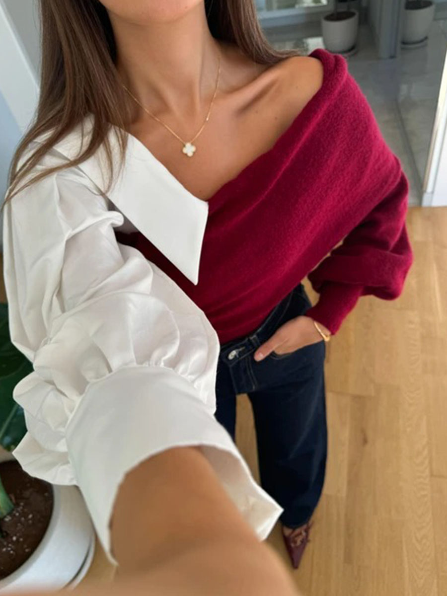 Nadine - Vielseitiger Patchwork-Strickpullover