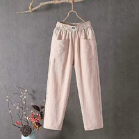 GINA - LOCKERE BAUMWOLLHOSE MIT GERADEM SCHNITT – Beige