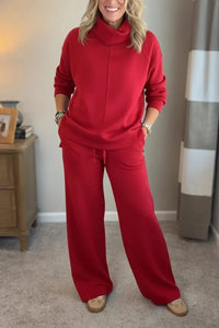 Nora | Lounge-Set Damen zweiteilig elegant klassisch – Rot