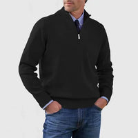 Ben | Modischer Warmer Pullover Mit Halbem Reißverschluss – Schwarz