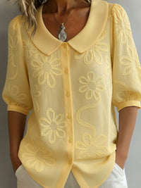 Perina - Soft-Touch-Bluse mit Blumenmuster – Gelb