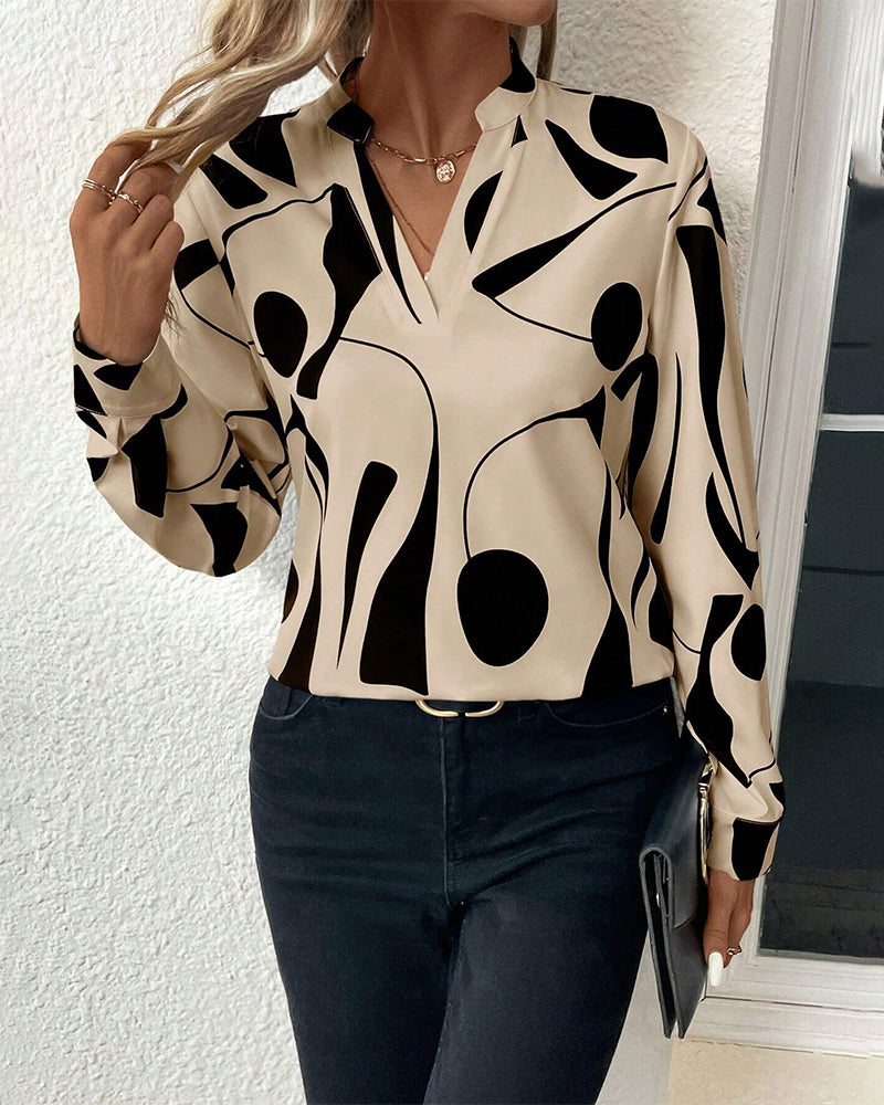Zara - Bedruckte Bluse mit hohem Kragen