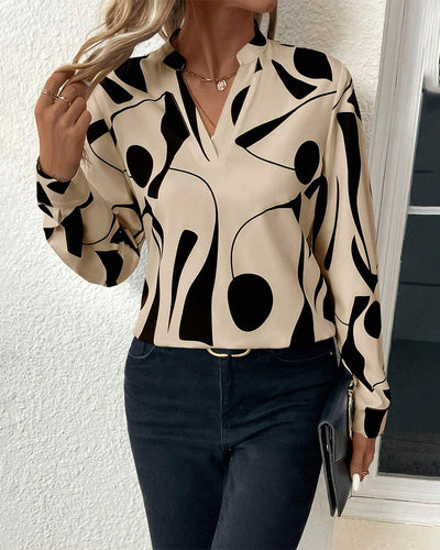 Zara - Bedruckte Bluse mit hohem Kragen