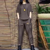 MELIKE - SET AUS BLUSE UND CARGOHOSE – Grau