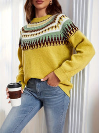 RETRO GEO PRINT PULLOVER | MODERNER, EINZIGARTIGER STIL – Gelb