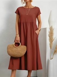 Darcy | Bauchbedeckendes Komfortkleid – Rot