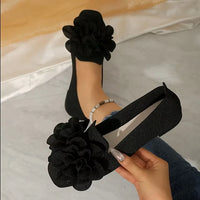 Catriona – Mary Jane Ballerinas Mit Blumenmuster – Schwarz