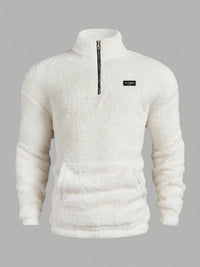 Kamil – Fleece Pullover Mit Halbem Reißverschluss – Weiß