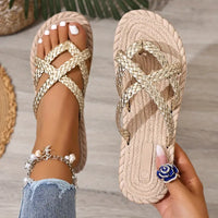 Luna - Elegante silberne und goldene Damen Flip-Flops – Goldene