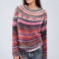 Gemusterter Pullover in lockerer Passform für Frauen – Rosa