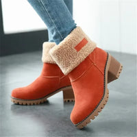 Isa | Elegante und Warme Leder-Schneestiefel – Orange