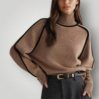 Damen Rollkragenpullover | Warmer, weicher Pullover für Winter – Eiche Braun