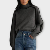 Emilie – Weicher Strickpullover mit Rollkragen – Grau