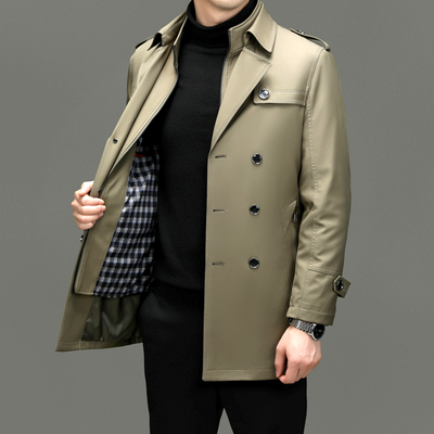 Rupertt | Mid-Langer Trenchcoat für Herren mit Abnehmbarer Innenjacke & Stehkragen
