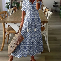 Dalia | Fließendes Boho Maxikleid – Blau