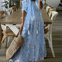 Dalia | Fließendes Boho Maxikleid – Hellblau