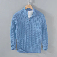 Adam | Eleganter Pullover mit halbem Reißverschluss – Hellblau