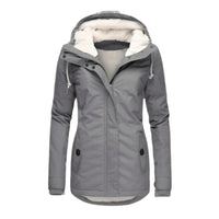 Annika | Damen Allwetter-Parka Gefütterter Sherpa-Kapuzenmantel Wasserabweisend – Grau