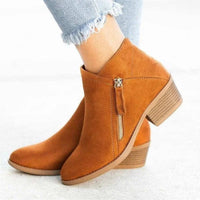 Mia | Damen Ankle Boots Niedriger Absatz Reißverschluss Stiefeletten – Orange
