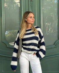 Damen Asymmetrischer Pullover mit strukturierter Oberfläche und langen Ärmeln – Blau