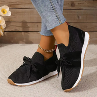 Damen atmungsaktive Mesh-Schnürschuhe | Kompressions – Schwarz