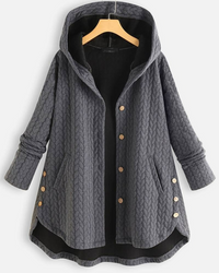 Damen bequeme Kapuzenjacke | Lang – Grau