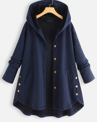Damen bequeme Kapuzenjacke | Lang – Marine