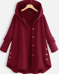 Damen bequeme Kapuzenjacke | Lang – Rot