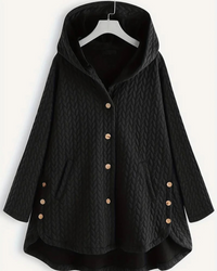 Damen bequeme Kapuzenjacke | Lang – Schwarz