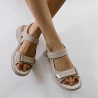 Damen bequeme Walkingsandalen | Riemchen – Grau