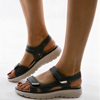 Damen bequeme Walkingsandalen | Riemchen – Schwarz