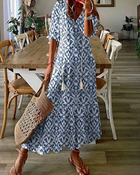 Damen bequemes geblümtes Sommerkleid | Maxi – Blau