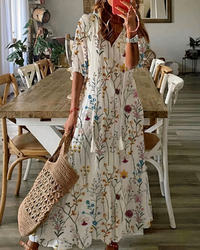 Damen bequemes geblümtes Sommerkleid | Maxi – Mehrfarbig