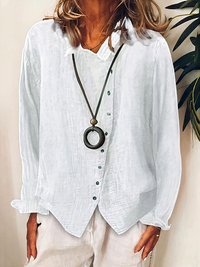 Damen bequemes langärmliges Hemd | Elegante – Weiß