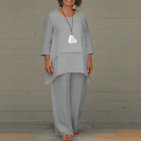 Damen bequemes und elegantes Set | Zweiteiler – Grau