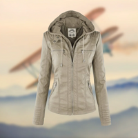 Damen Bikerjacke mit Kapuze | Warme – Beige