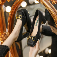 Heidi-Mode | Damen Block Absätz Pumps – Schwarz