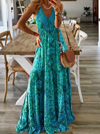 Damen Boho Sommerkleid Kleid | Maxi – Grün
