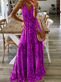 Damen Boho Sommerkleid Kleid | Maxi – Lila