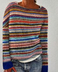 Damen bunter gemütlicher pullover | Strick – Mehrfarbig