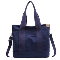 Mia | Damen Canvas Tote Bag Multifunktionale Schultertasche mit Schultergurt – Blau