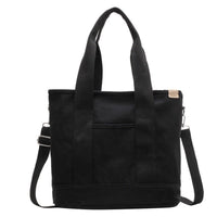 Mia | Damen Canvas Tote Bag Multifunktionale Schultertasche mit Schultergurt – Schwarz
