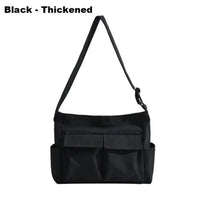 Marie | Damen Canvas Tote Bag Vintage Umhängetasche mit Außentaschen – Schwarz verdickt